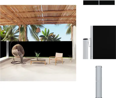Obrázek produktu pro vidaXL Boční výsuvná markýza černá 160x1000 cm - Slunečníky a slunečníky
