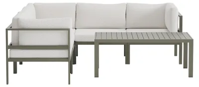 Produktbild von Copacabana Garten Lounge Ecksofa 3+2-Sitzer und Couchtisch braun.
