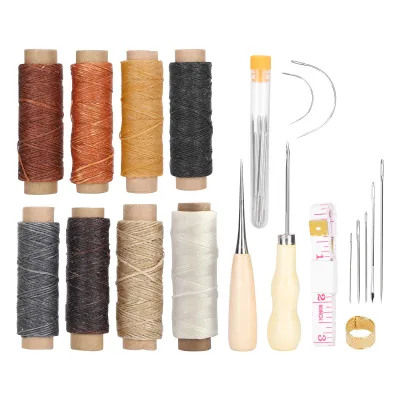 Immagine prodotto di 28pcs pelle kit di cucito aghi filo mano riparazione strumenti fai da te artigianali kit