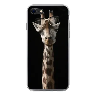 Produktbild von MuchoWow® Handyhülle Schutzhülle Hülle für iPhone 7 Giraffe - Schutzbrille - Schwarz Silikon Softcase Handy Hülle - Kartenhalter