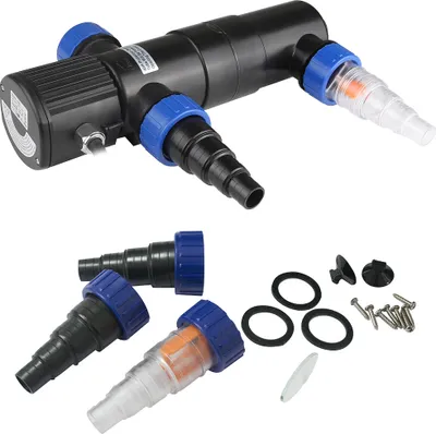 Immagine prodotto di GARDEBRUK® Lampada Disifettante UVC per Laghetti da Giardino 11 Watt Cavo 5m 3 Adattatori Sterilizzatore per Acquario  Lampada di Sterilizzazione Filtro Luminoso