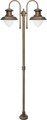 Produktbild von Stehlampe außen Glas Echt-Messing E27 IP44 210 cm hoch in Bronze Antik matt 2-flammig Maritim