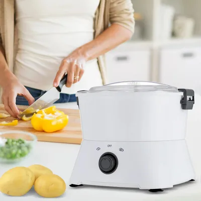 Produktbild von Elektrischer Kartoffelschäler - P09 Automatische Schälmaschine - Klingen aus Edelstahl - Schälzeit 2–4 Min - Für Küche, Restaurant, Imbiss - Elfenbein