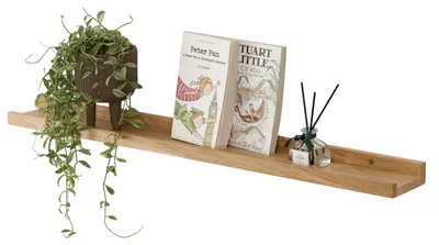 Image de Étagère murale en bois, 50 cm, étagère murale rustique en chêne massif, étagère à épices, étagère suspendue pour le salon, la chambre à coucher ou la chambre d'enfant