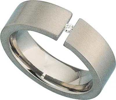 Produktbild von JOBO Damen Ring Titan mattiert 1 Diamant Brillant 0,03ct. Größe 54