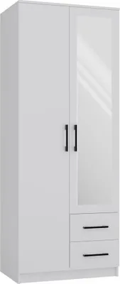 Zdjęcie produktu dla Szafa ubraniowa z lustrem biała 80 x 205 cm
