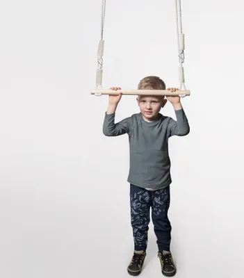 Immagine prodotto di MAMOI® Altalena a trapezio, anelli ginnici in legno, attrezzi ginnici per bambini all'interno e all'esterno, altalene su anelli, ginnastica con attrezzi in legno