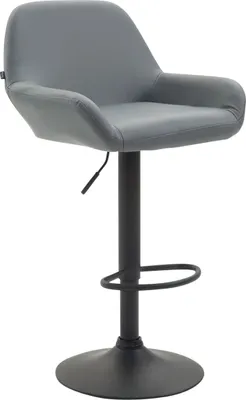 Produktbild von DELUKE® Barhocker DUBLIN - Grau, Kunstleder, Schwarz | Barhocker mit Lehne Barstuhl Tresenhocker Tresenstuhl Kneipenhocker Kneipenstuhl