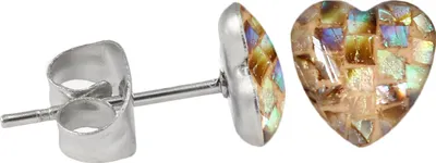 Produktbild von Chirurgenstahl Ohrstecker mit Mosaik Herz Farbe - Braun