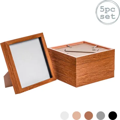 Produktbild von 8x8 Fotorahmen Bilderrahmen in dunkler Holzoptik - stehend und hängend x5