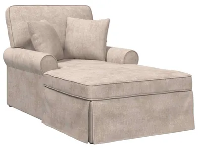 Immagine prodotto di vidaXL Chaise longue con gonna e cuscini, beige, 157 x 91 x 91 cm, ARES