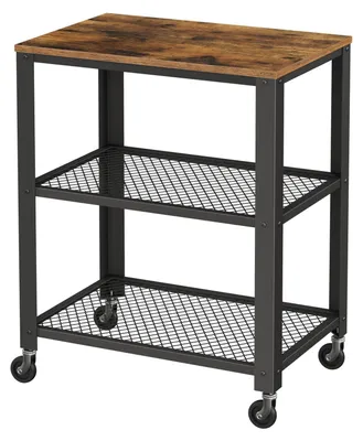 Immagine prodotto di Carrello di servizio a 3 ripiani, carrello mobile, scaffale portaoggetti | Colore vintage marrone-nero | 60x40x77,5 cm