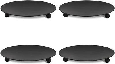 Immagine prodotto di Set di 4 candele in ferro nero - Piatti decorativi da 10 cm per matrimoni e per la casa