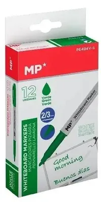 Imagen del producto de Marcadores para pizarras, 2,0/3,0 mm, color verde (paquete de 12) - MP Main Paper