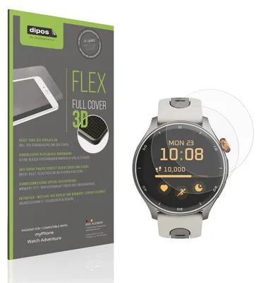 Produktbild von 2x Full Cover Schutzfolie matt für myPhone Watch Adventure Panzerfolie Anti-Shock