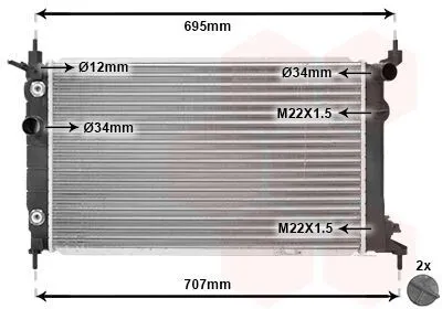 Produktbild von VAN WEZEL 37002169 Kühler Wasserkühler Motorkühler für OPEL Astra F CC (T92) Astra F Caravan (T92) Astra F Limousine (T92) Astra F Cabrio (T92)