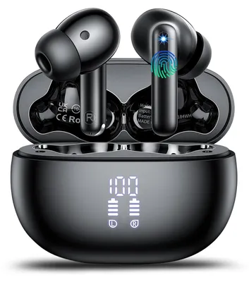 Obrázek produktu pro Sluchátka bezdrátová, Bluetooth, s hlubokými basy, sluchátka do uší, s pohlcujícím stereofonním zvukem a kvalitním přenosem hlasu, barva: hluboká černá