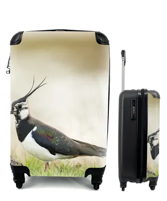 Produktbild von MuchoWow® Koffer Handgepäck Trolley Rollkoffer Kleine Reisekoffer mit 4 Rollen - Vogel - Gras - Tiere - Natur - Kiebitz - Cabin Size < 55x40x23 cm & 55x40x20 cm - Fotokoffer - Kabinenkoffer - Boardgepäck - Reise-Box - Reisekoffer - Reisegepäck - Koffer mit Bild - Trolley für Kinder