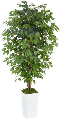 Image de Ficus artificiel de 180 cm, aspect très réaliste, plante artificielle pour le bureau, la maison, l'intérieur et l'extérieur