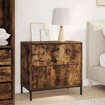 Imagen del producto de vidaXL Mesita de noche de roble ahumado, 63,5 x 36 x 61 cm, fabricada en material de madera