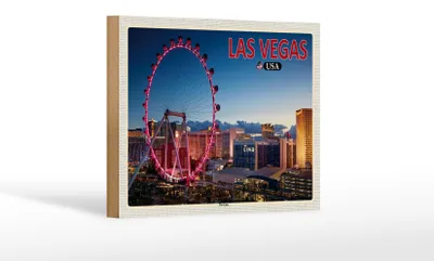 Produktbild von Holzschild Reise 18x12 cm Las Vegas USA The Linq Riesenrad