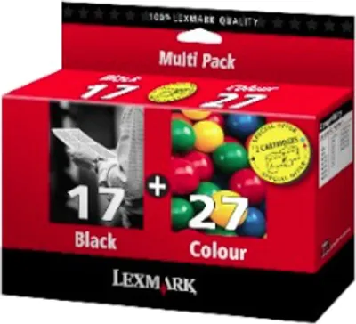 Produktbild von Lexmark Combo-Pack No.17/27 Black/Color Moderate Use Print Cartridges BLISTER, Schwarz, cyan, magenta, Gelb, Tintenstrahl