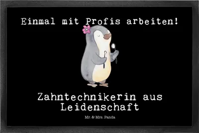 Produktbild von Mr. & Mrs. Panda Fussmatte Zahntechnikerin Leidenschaft 40 x 60 cm - Schwarz - Geschenk, fußmatte, Schmutzmatte, Schuhabstreifer, Bodenvorleger, Gummimatte