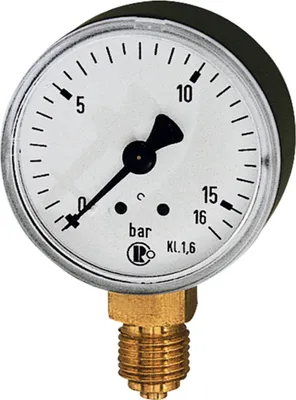 Produktbild von Riegler Standardmanometer, Stahlblechgeh., G 1/4 unten, 0-16,0 bar, Ø 63