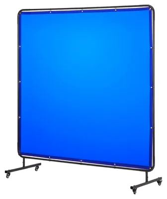 Obrázek produktu pro VEVOR svářečská zástěna, ochranná svářečská zástěna 1740x1740 mm, nehořlavá vinylová svářečská ochranná zástěna s uzamykatelnými otočnými kolečky a 6stupňovou UV ochranou pro dílenské/průmyslové použití, modrá barva