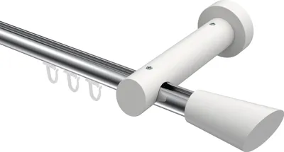 Produktbild von Interdeco Innenlaufstange / Gardinenstange mit Innenlauf Chrom / Weiß, Typ Talent Bero (Konus Schräge), 20 mm Ø 1-läufig, 220 cm