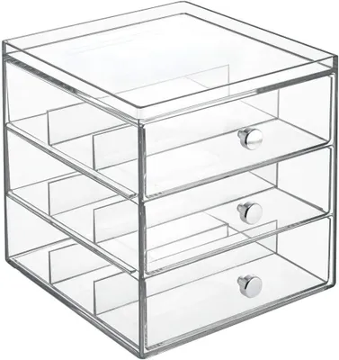 Produktbild von Schubladenschrank für Gläser, 3 Schubladen, 17,8 x 16,5 x 17,8 cm, Transparent, Kunststoff - iDesign | Schubladen