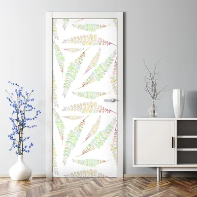 Produktbild von Dekorative Abnehmbarer Wandsticker Türtapete selbstklebend Klebefolie Bunte Pastellblätter 77 x 200 cm