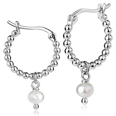Produktbild von MATERIA by Matthias Wagner Kugel Creolen mit Perle 925 Sterling Silber für Damen 17mm in Schmuckbox SO-507