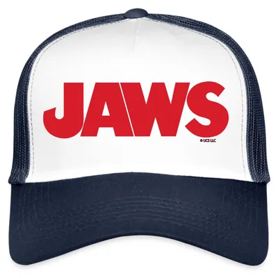 Produktbild von Spreadshirt Der Weiße Hai Jaws Klassisches Logo Trucker Cap, One size, Weiß/Navy