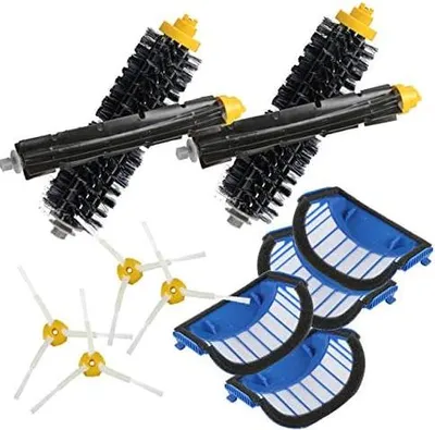 Produktbild von YanBan AeroVac Filter+2 Hauptbürsten-Set, 4 Stück, Blau, 4 x Seitenbürsten für iRobot Roomba 600 Serie 620 630 650 660 Zubehör Ersatz