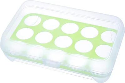 Obrázek produktu pro 23 x 13 x 7 cm zásobník na 15 vajec s víkem, zásobník na vejce do chladničky, přenosný, nerozbitný zásobník na vejce/krabička na vejce s víkem (zelený)