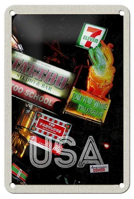 Produktbild von Blechschild Reise 12x18cm Amerika Tattoo Restaurant Diner 90er Schild