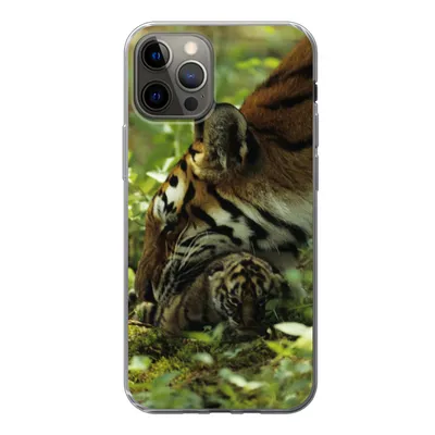 Produktbild von MuchoWow® Handyhülle Schutzhülle Hülle für iPhone 12 Pro Tiger - Pflanzen - Jungtier Silikon Softcase Handy Hülle - Abdeckung