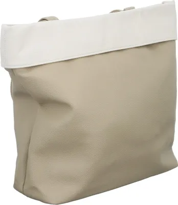 Produktbild von Shopper NB-3154 aus glattem Kunstleder in Taupe mit Reißverschluss, 38x31x12 cm