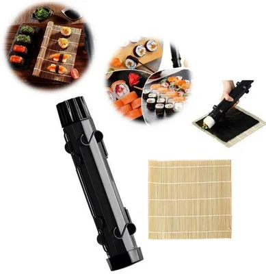 Produktbild von Sushi-Macher-Kit mit 2 Teilen - Bamboo-Sushi-Formen - DIY-Sushi-Set - Schwarz