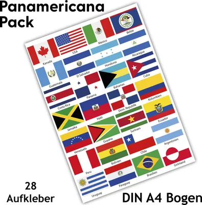 Produktbild von 28  Länderfahnen Flaggen Aufkleber Set "Panamericana" Fahrrad Auto Motorrad R108-05