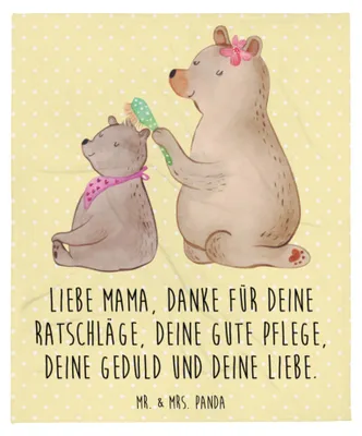 Produktbild von Mr. & Mrs. Panda Decke Bär Kind - Gelb Pastell - Geschenk, Mutter, Wohndecke, Muttertag, Bettdecke, Plaid, Bären, Schlafdecke, Sofadecke