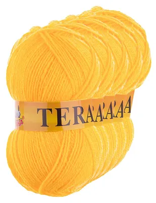 5 x 100g Strickgarn TERA Uni 226 bienengelb