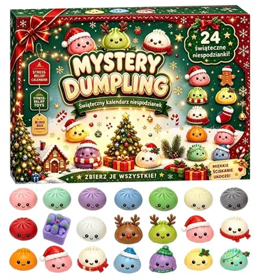 Zdjęcie produktu dla Kalendarz adwentowy 2026 ze Squishy Uroczym Dumpling Squishy Kalendarz adwentowy H Beżowy