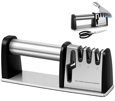Immagine prodotto di Affilacoltelli professionale con base e manico in acciaio inossidabile