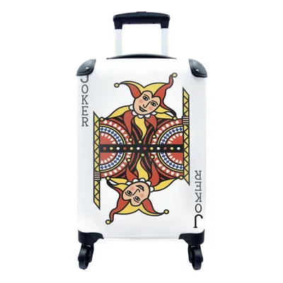 Produktbild von MuchoWow® Koffer Handgepäck Trolley Rollkoffer Kleine Reisekoffer mit 4 Rollen - Illustration der Spielkarte der Joker - Cabin Size < 55x40x23 cm & 55x40x20 cm - Fotokoffer - Kabinenkoffer - Boardgepäck - Reise-Box - Reisekoffer - Reisegepäck - Koffer mit Bild - Trolley für Kinder