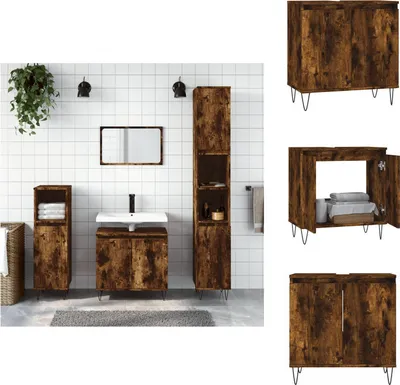Obrázok produktu pre vidaXL Kúpeľňová skrinka dymový dub 58x33x60 cm materiál na báze dreva - Umývadlá do kúpeľne