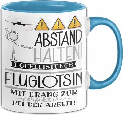 Produktbild von Fluglotsin Tasse Geschenk Lustig Abstand Halten Hochleistungs-Fluglotsin Mit Drang Zur Perfektion Bei Der Arbeit (Blau)