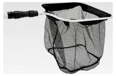 Produktbild von Kescher für Pool und Teich - Robust - Teleskopstange 1,80 m - Netzgröße 30x30 cm - Schwarz