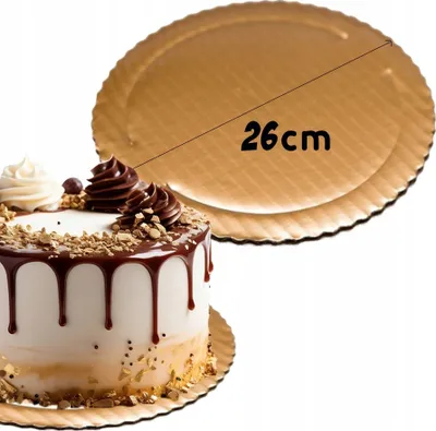 Zdjęcie produktu dla Podkładka Pod Tort Okrągła Gruba Złota 26Cm Podkład Pod Ciasto Sztywna
